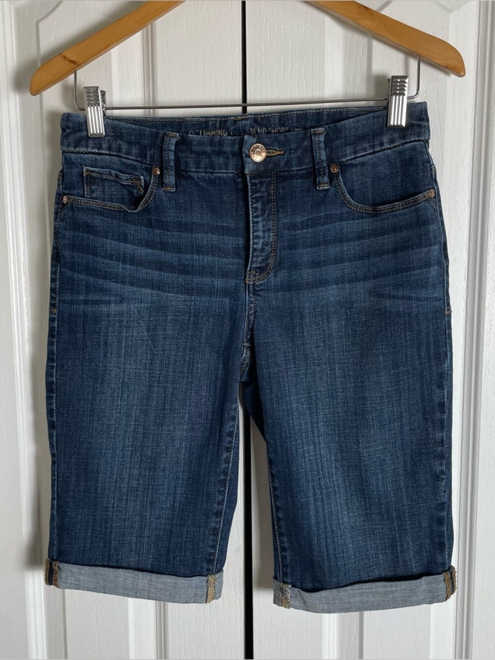 Chico’s So Slimming Girlfriend Shorts Women’s XS | 0 Blue Denim Bermuda Cuffed